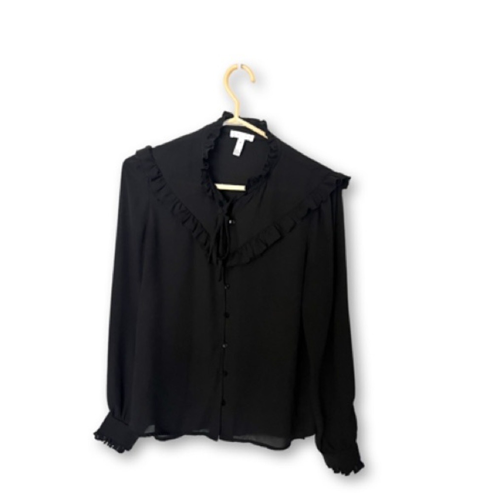 Leith Tie Neck Ruffle Top - Picture 3 of 5